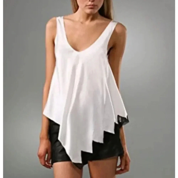 Alexander Wang White Asymmetrical Tank Top Lace - Picture 1 of 7